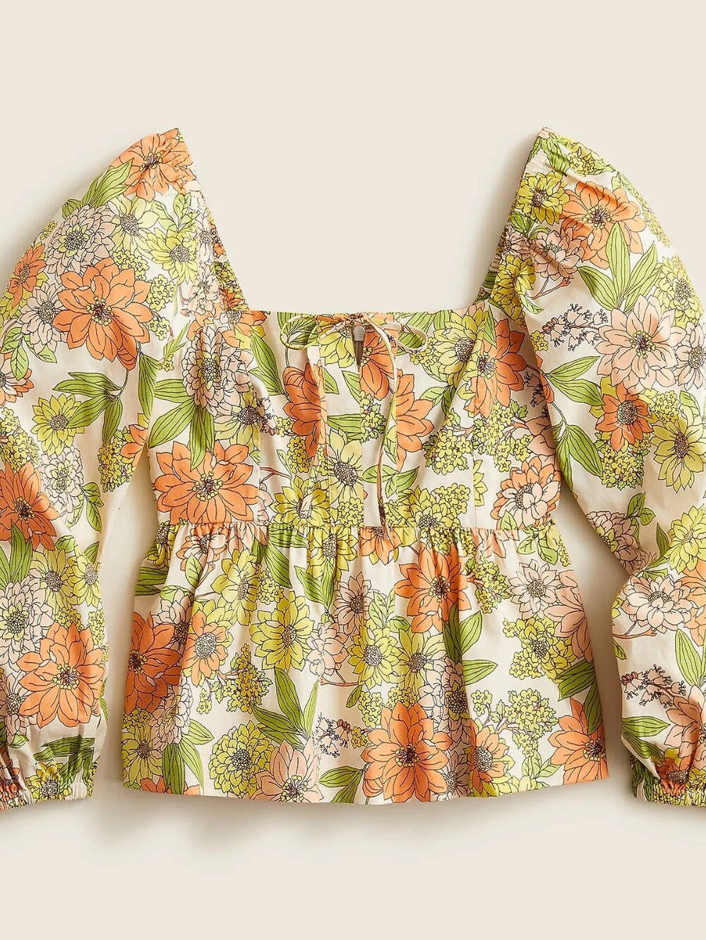 J. Crew Squareneck Tie-front Top in zinnia Floral Size 10